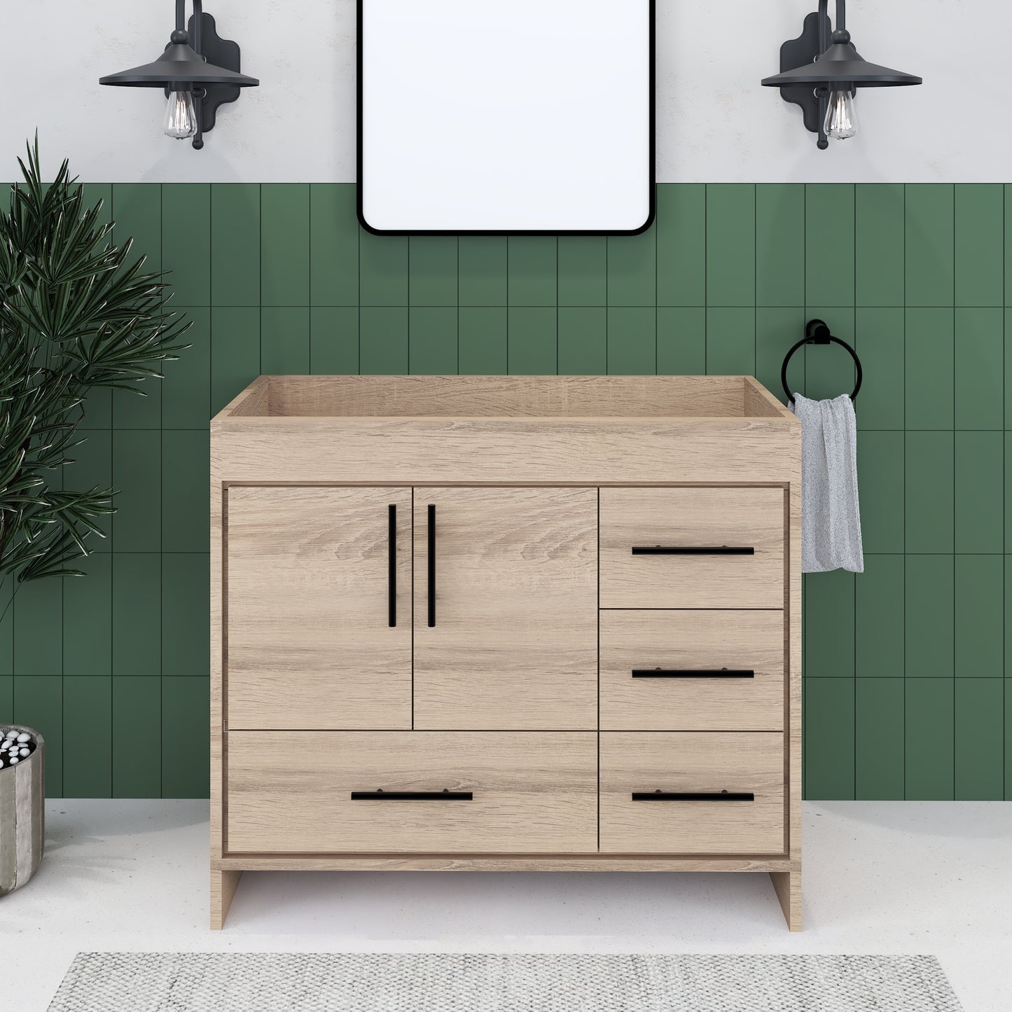 Flow 40" Bathroom Vanity Right Side Drawers Cabinet Only