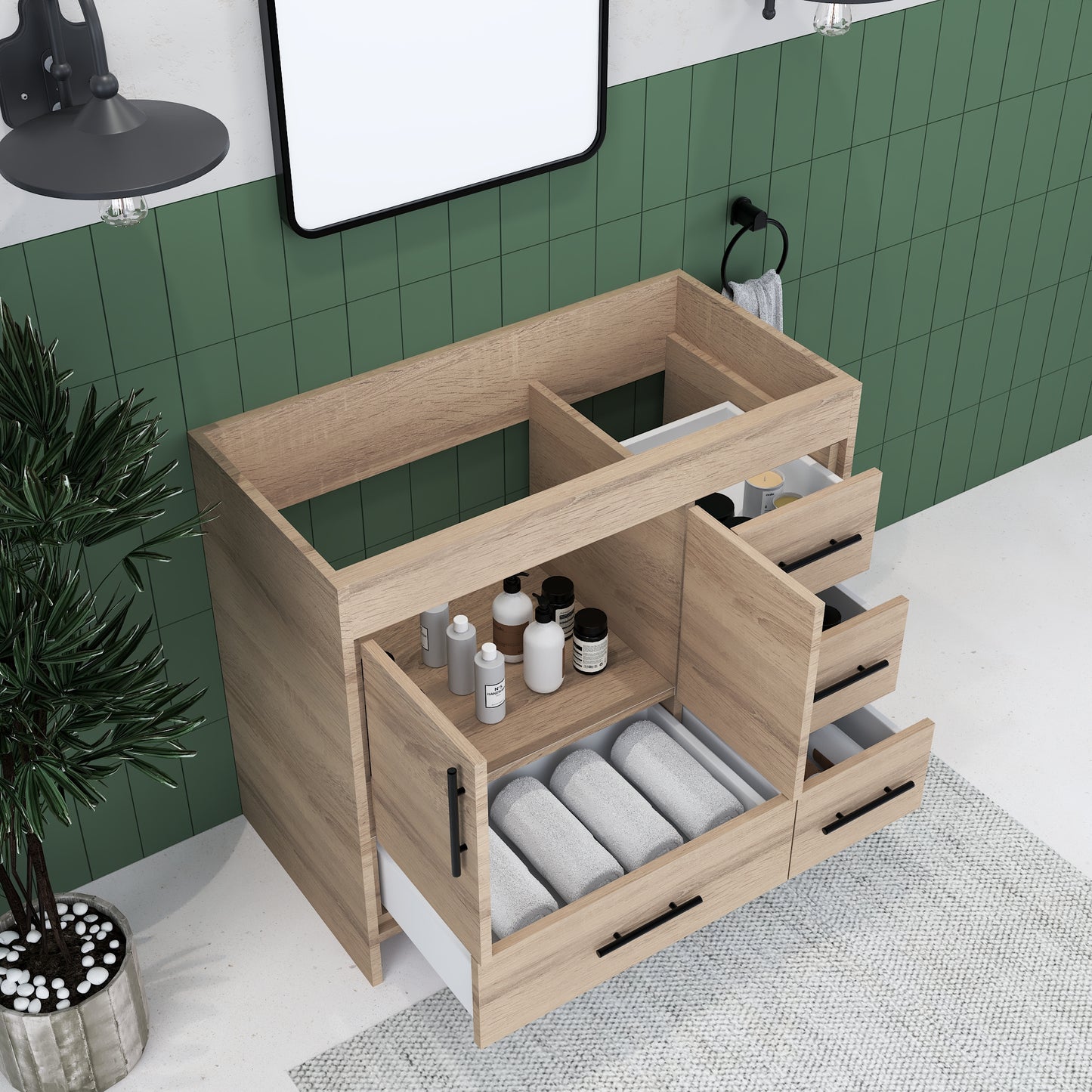 Flow 40" Bathroom Vanity Right Side Drawers Cabinet Only