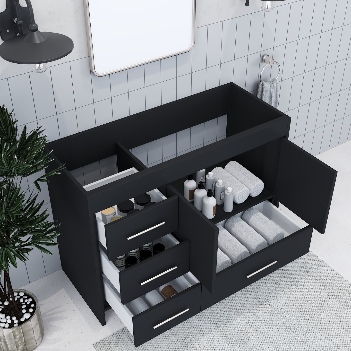Flow 48" Bathroom Vanity Left Side Drawers Cabinet Only