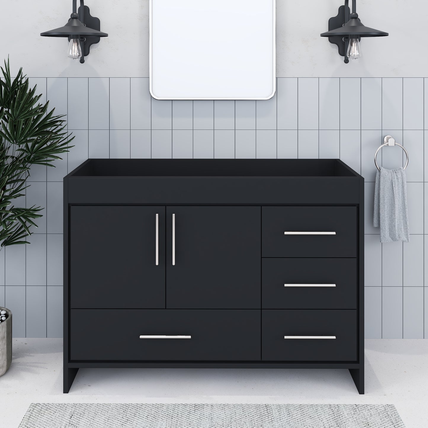 Flow 48" Bathroom Vanity Right Side Drawers Cabinet Only