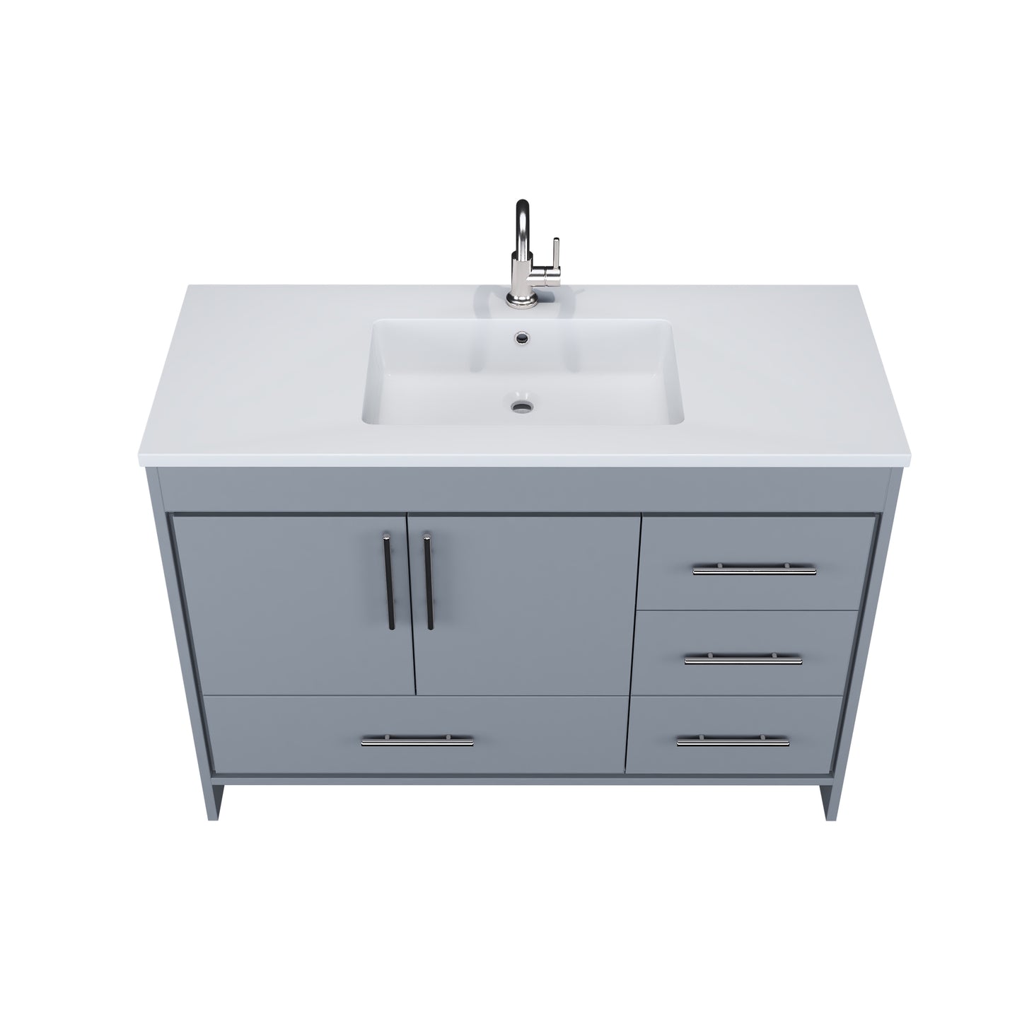 Flow 48" Bathroom Vanity with integrated counter top Right Side Drawers