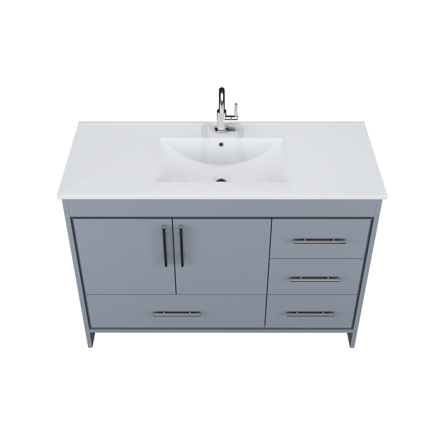 Flow 48" Bathroom Vanity with integrated counter top Right Side Drawers