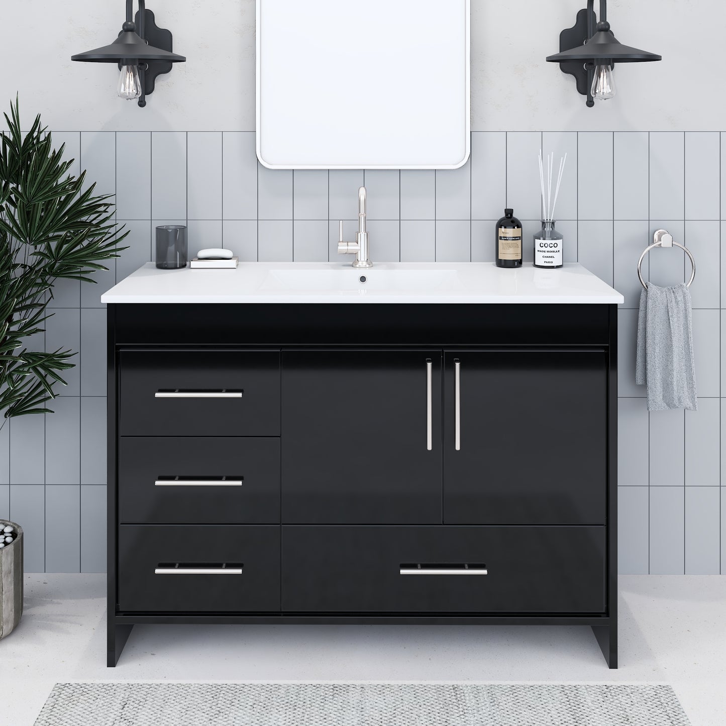 Flow 48" Bathroom Vanity with integrated counter top Left Side Drawers