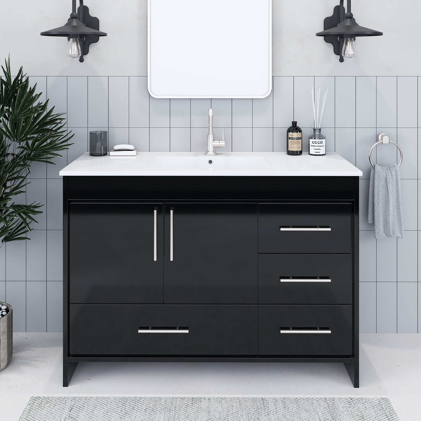 Flow 48" Bathroom Vanity with integrated counter top Right Side Drawers