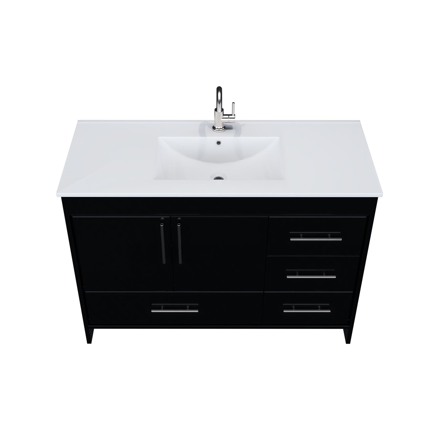 Flow 48" Bathroom Vanity with integrated counter top Right Side Drawers