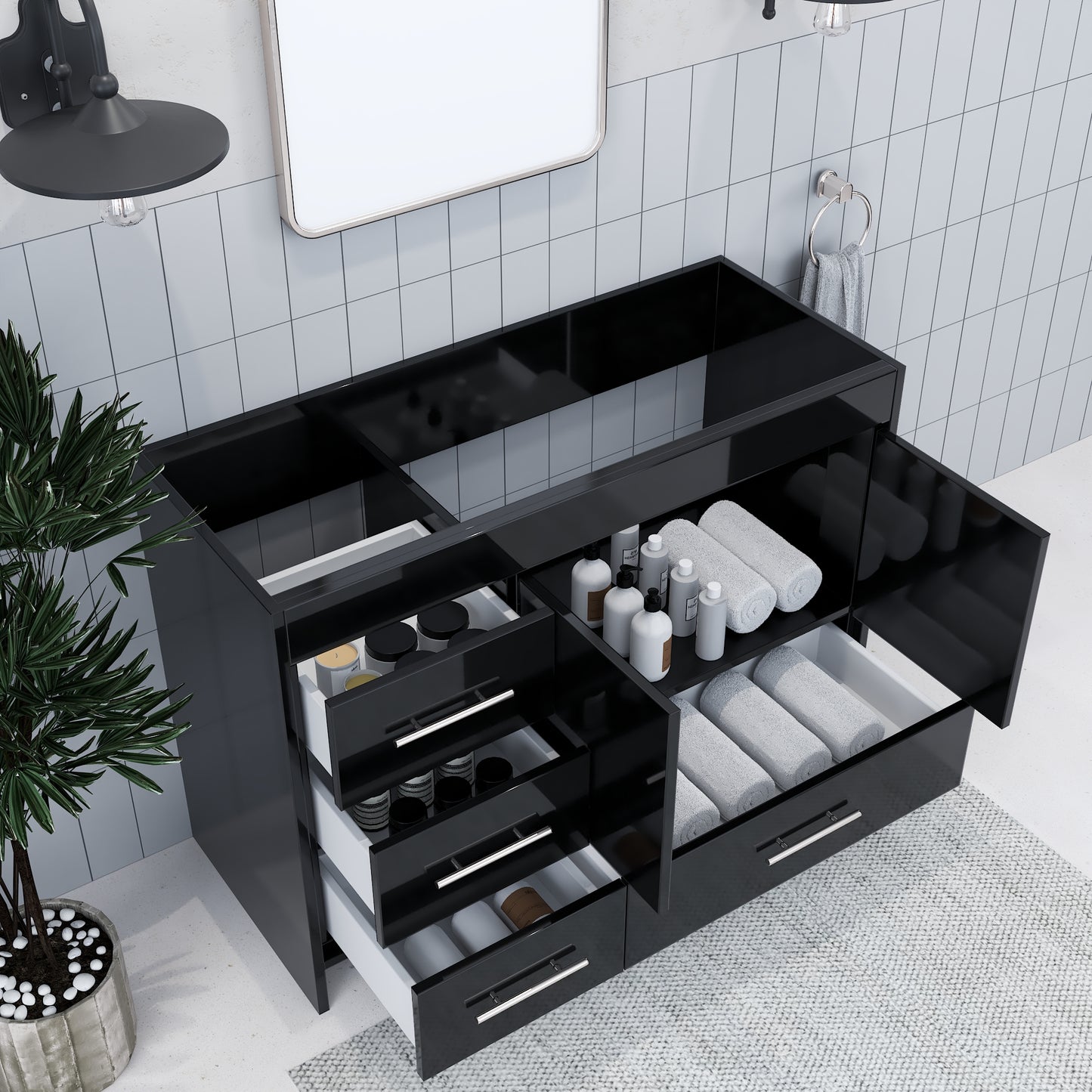 Flow 48" Bathroom Vanity Left Side Drawers Cabinet Only