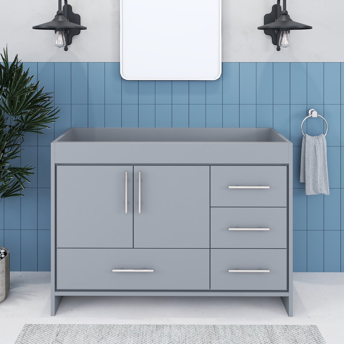 Flow 48" Bathroom Vanity Right Side Drawers Cabinet Only