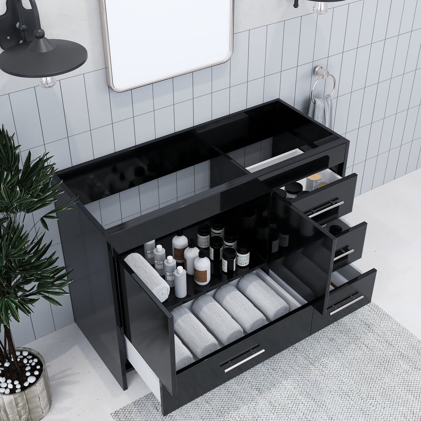 Flow 48" Bathroom Vanity Right Side Drawers Cabinet Only