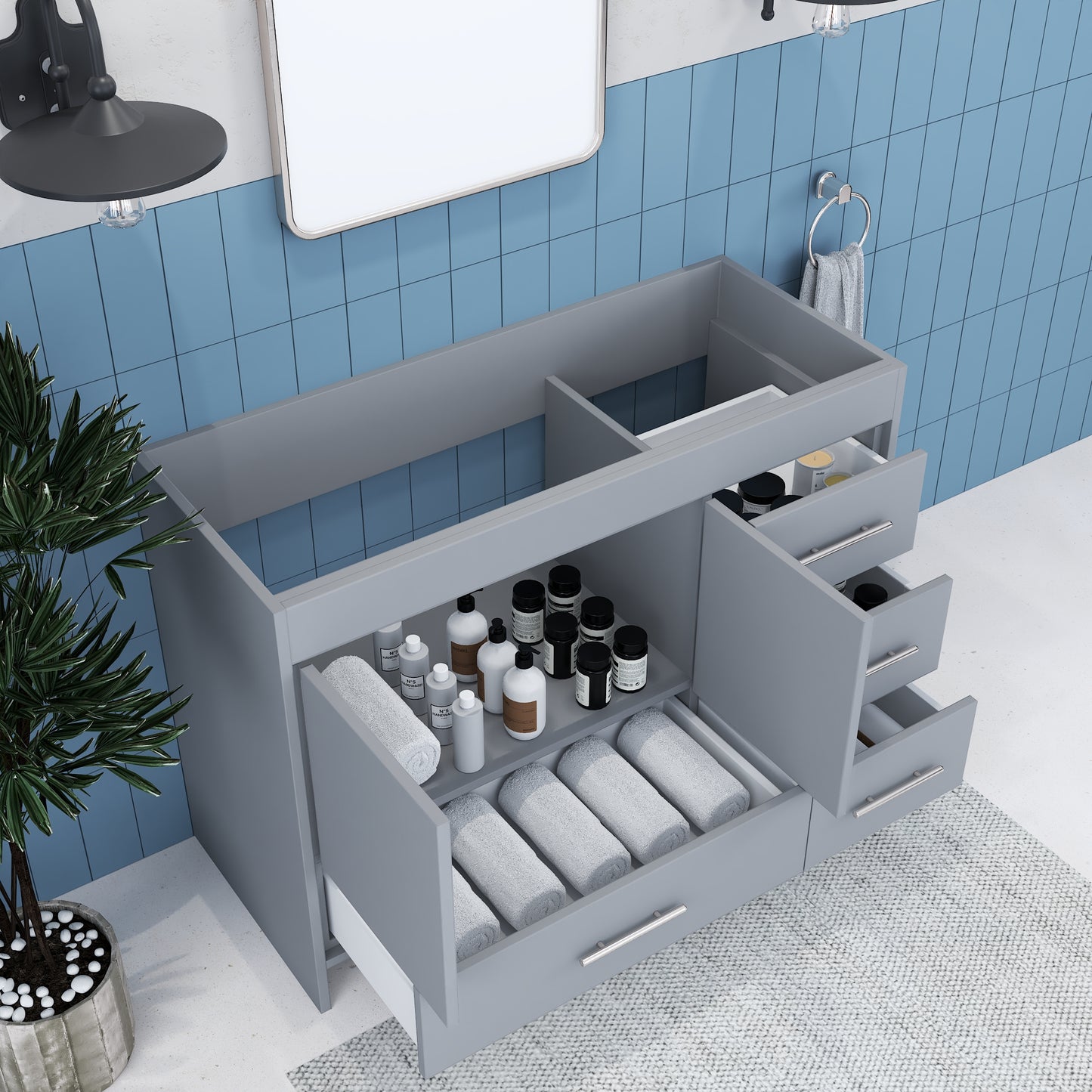 Flow 48" Bathroom Vanity Right Side Drawers Cabinet Only
