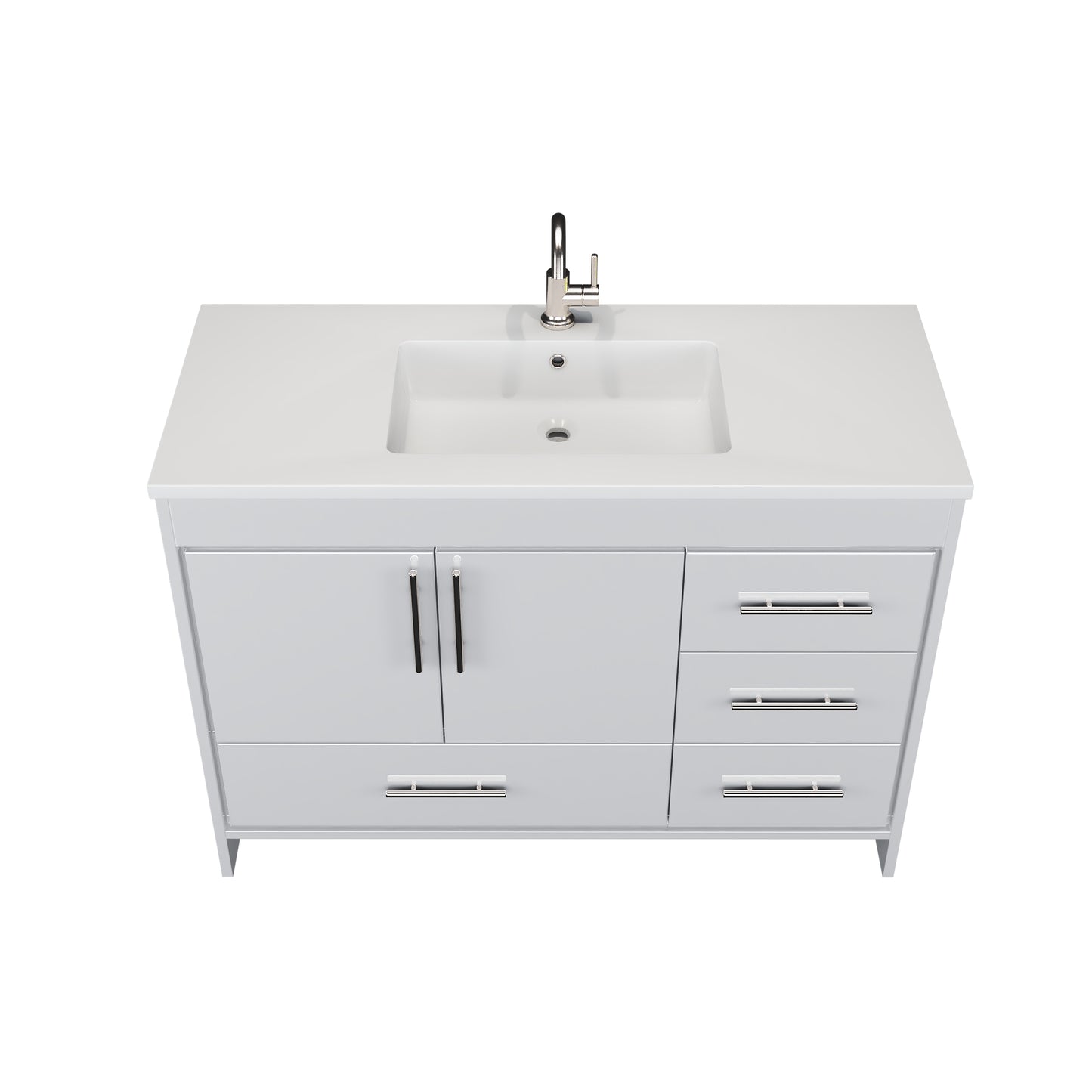 Flow 48" Bathroom Vanity with integrated counter top Right Side Drawers