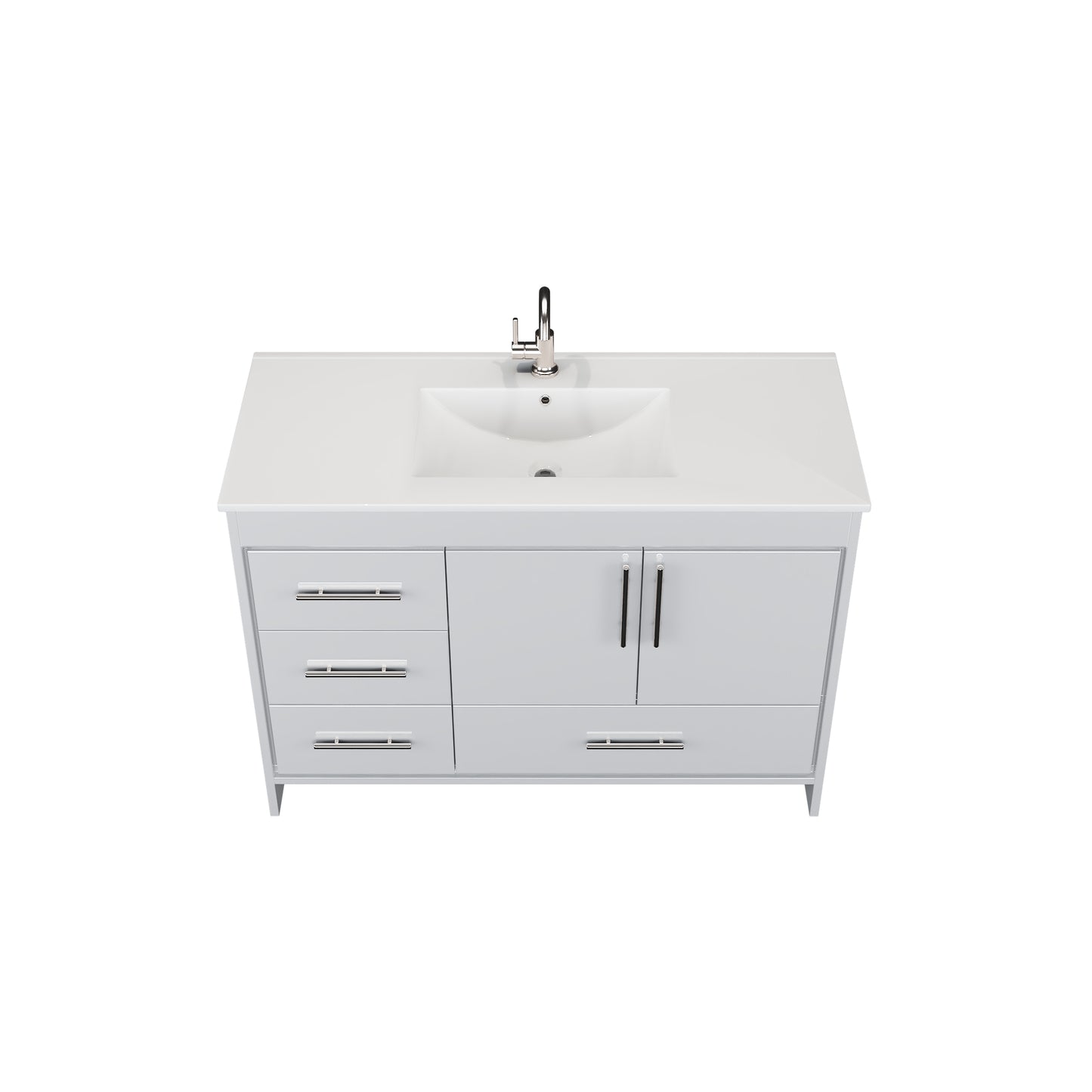 Flow 48" Bathroom Vanity with integrated counter top Left Side Drawers