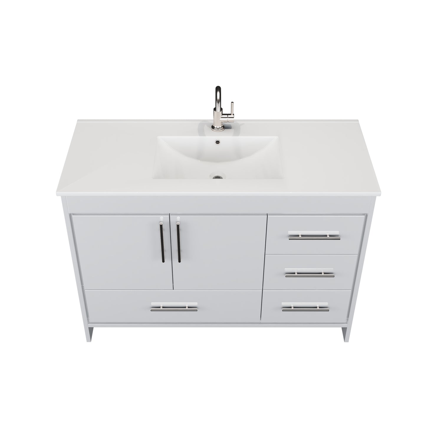 Flow 48" Bathroom Vanity with integrated counter top Right Side Drawers