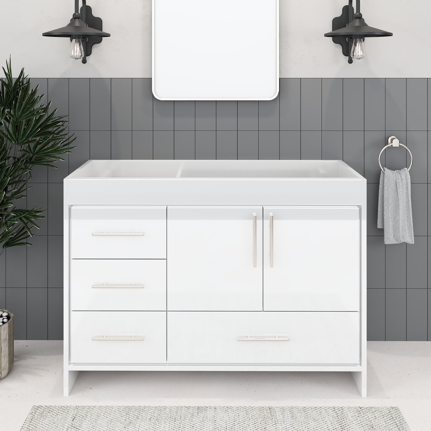 Flow 48" Bathroom Vanity Left Side Drawers Cabinet Only