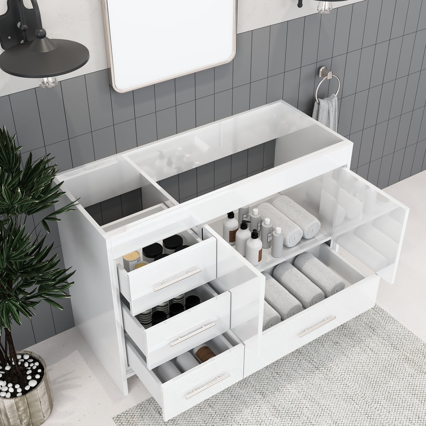 Flow 48" Bathroom Vanity Left Side Drawers Cabinet Only