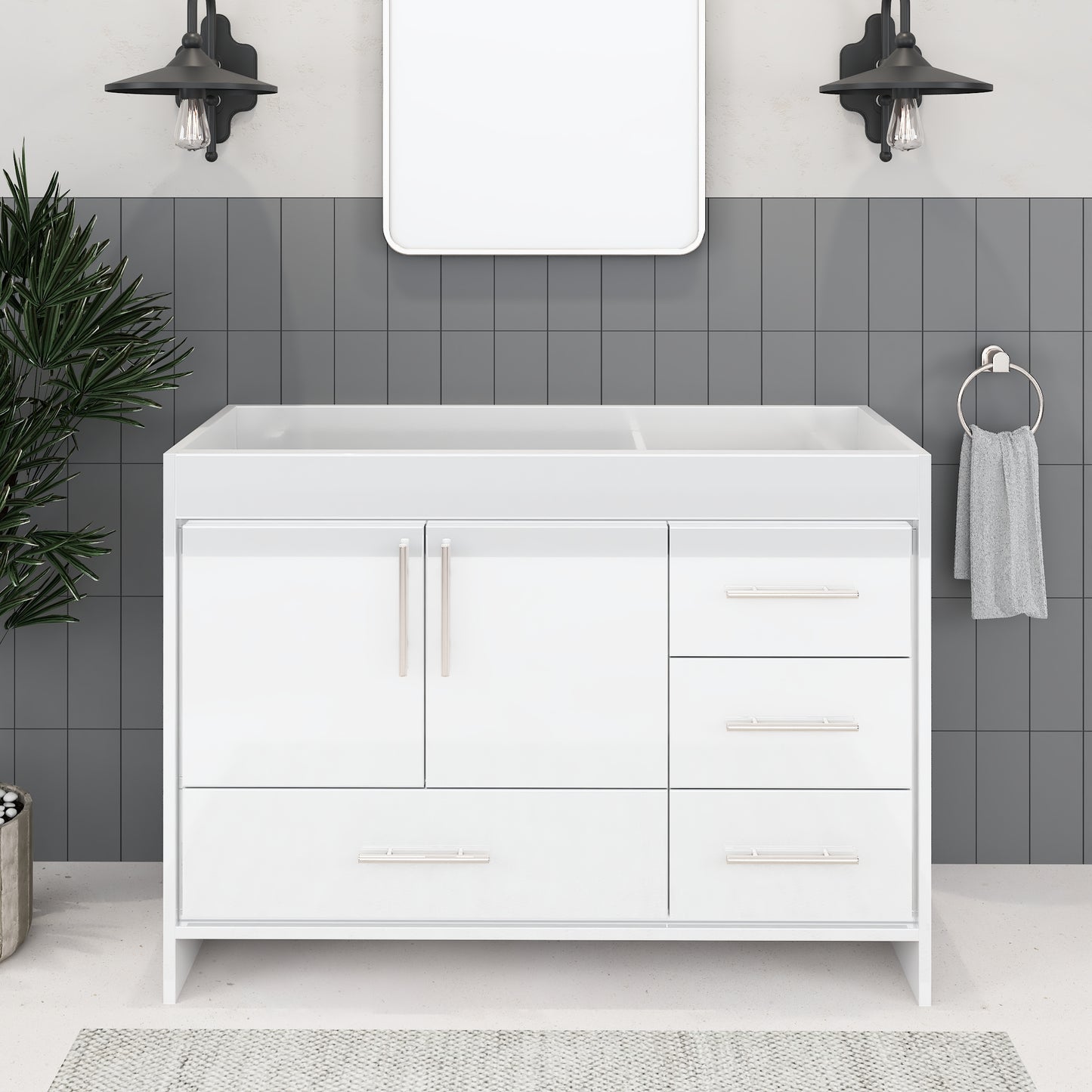 Flow 48" Bathroom Vanity Right Side Drawers Cabinet Only