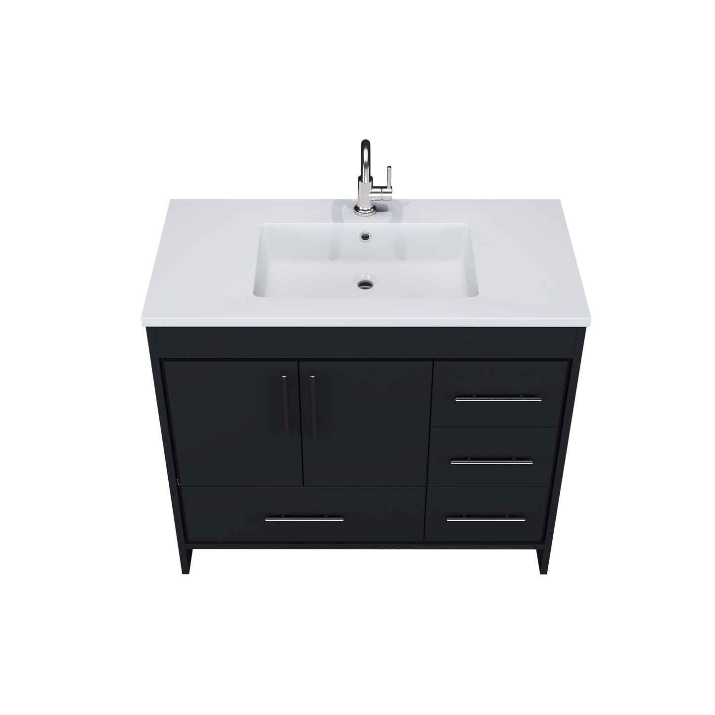 Flow 48" Bathroom Vanity with integrated counter top Right Side Drawers