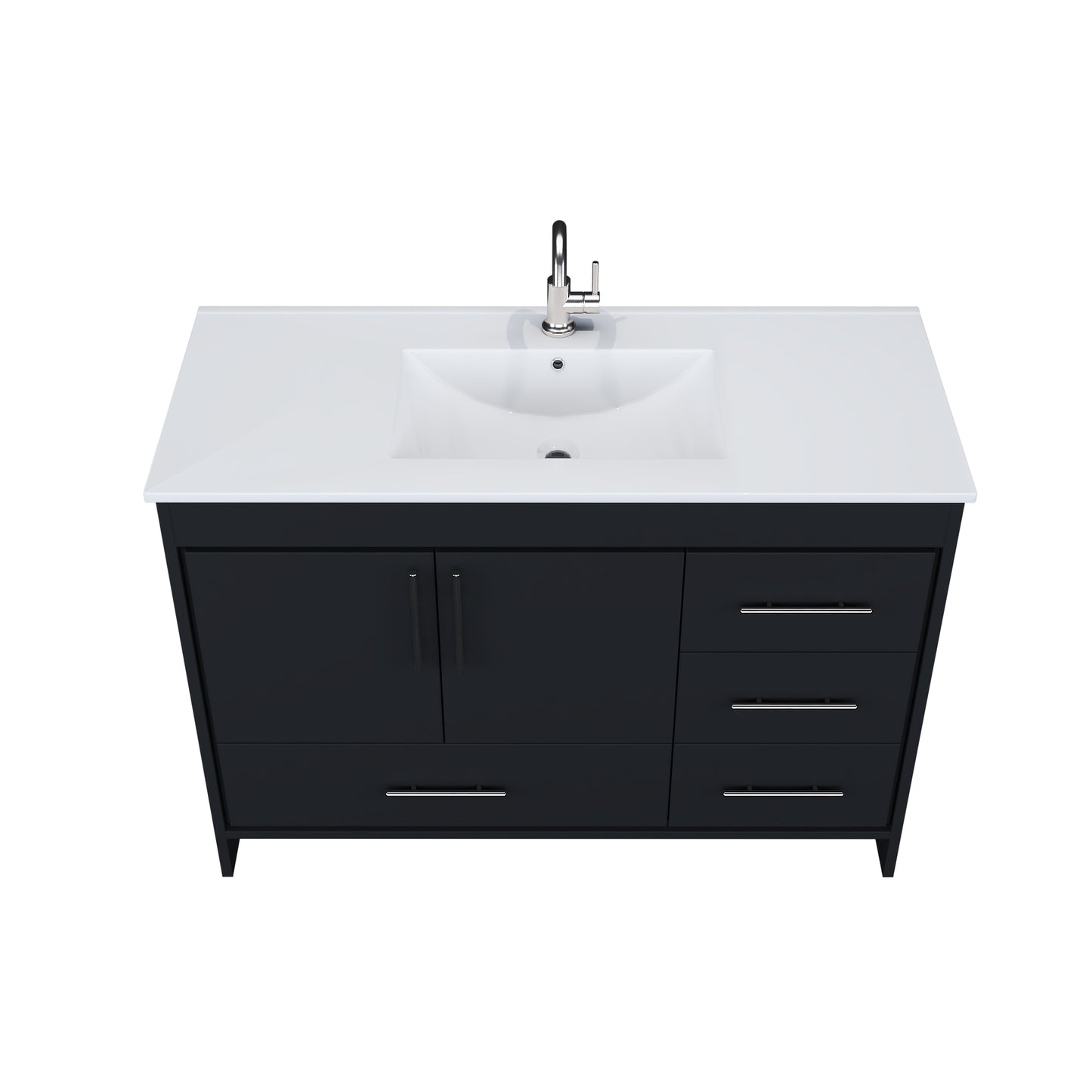 Flow 48" Bathroom Vanity with integrated counter top Right Side Drawers
