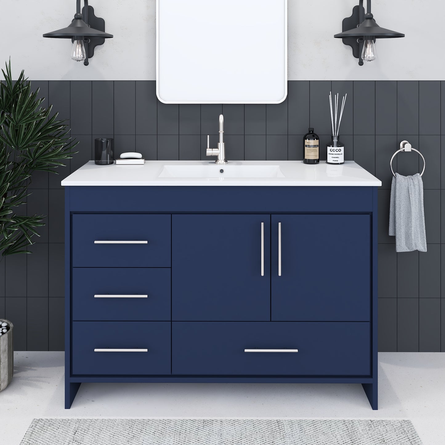 Flow 48" Bathroom Vanity with integrated counter top Left Side Drawers