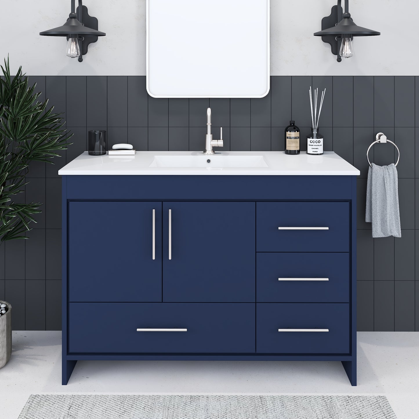 Flow 48" Bathroom Vanity with integrated counter top Right Side Drawers