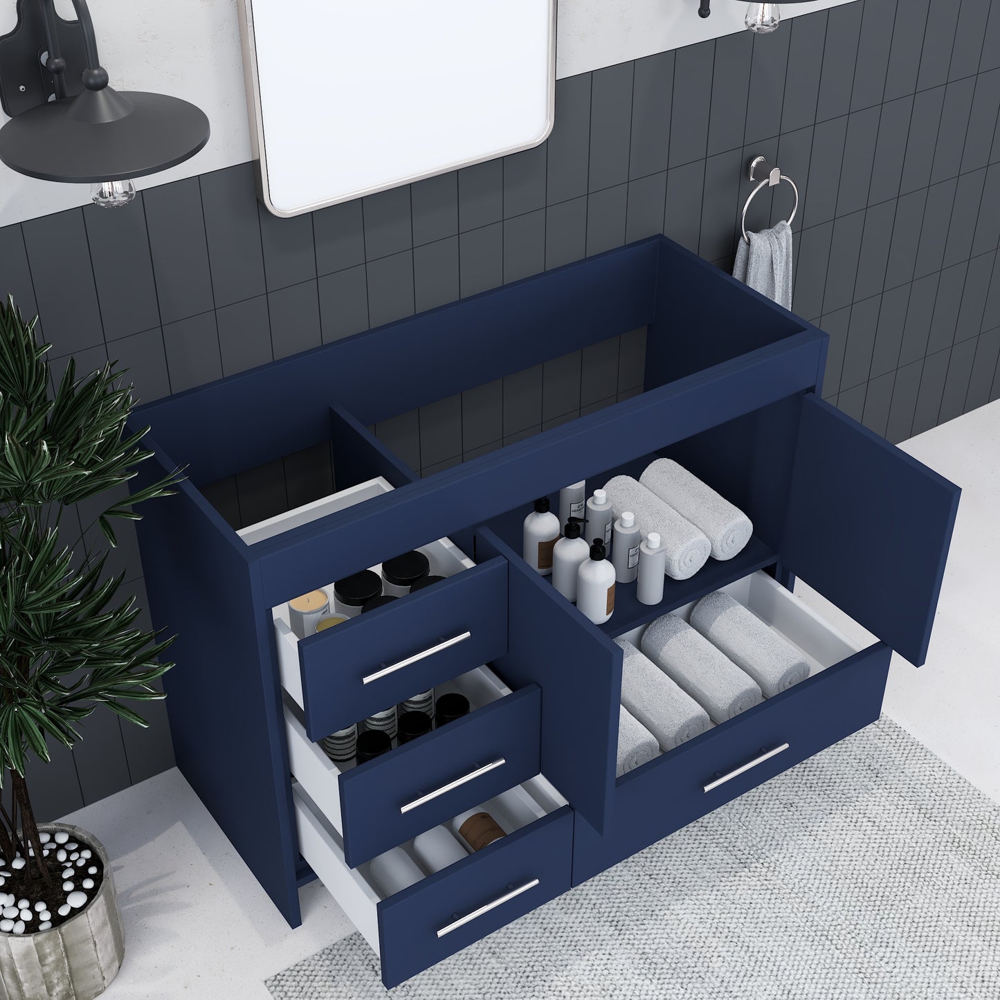 Flow 48" Bathroom Vanity Left Side Drawers Cabinet Only