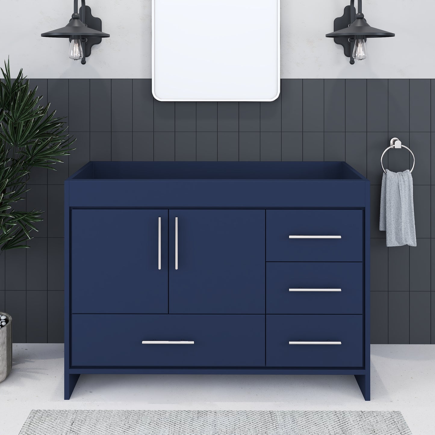 Flow 48" Bathroom Vanity Right Side Drawers Cabinet Only