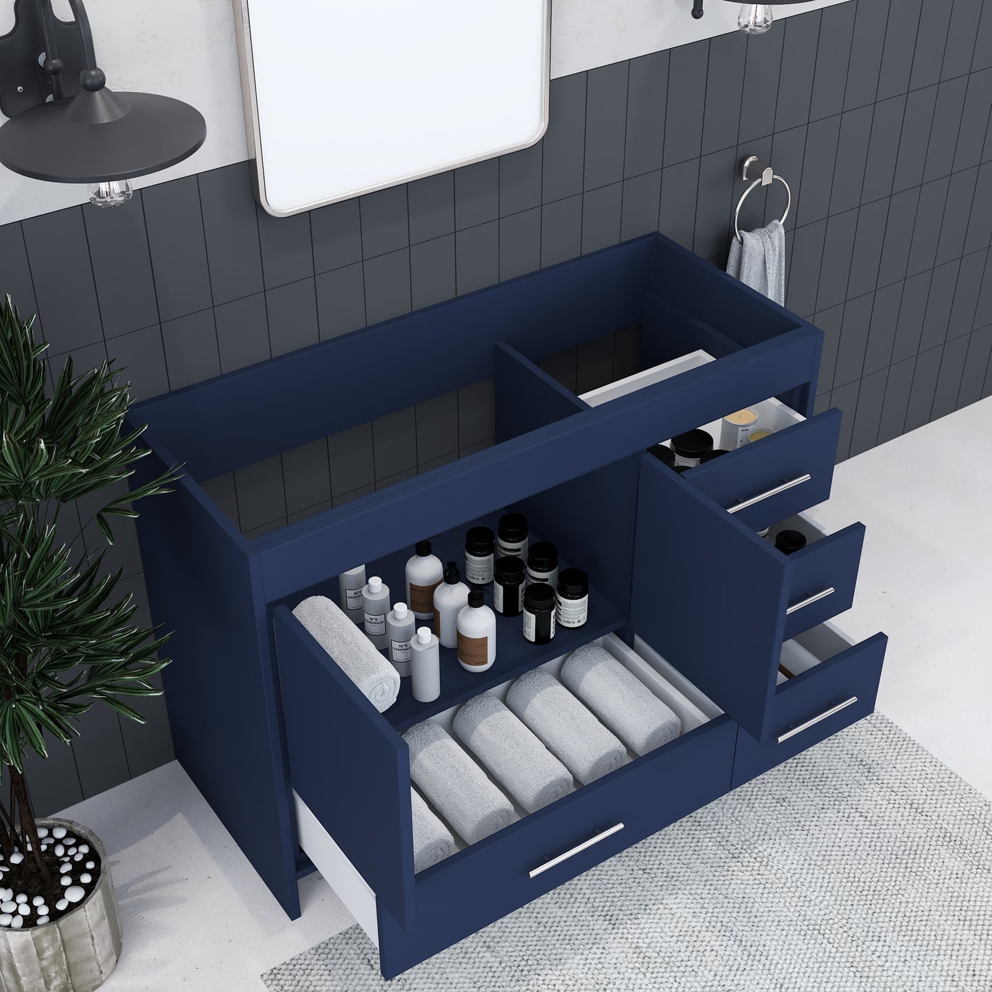 Flow 48" Bathroom Vanity Right Side Drawers Cabinet Only