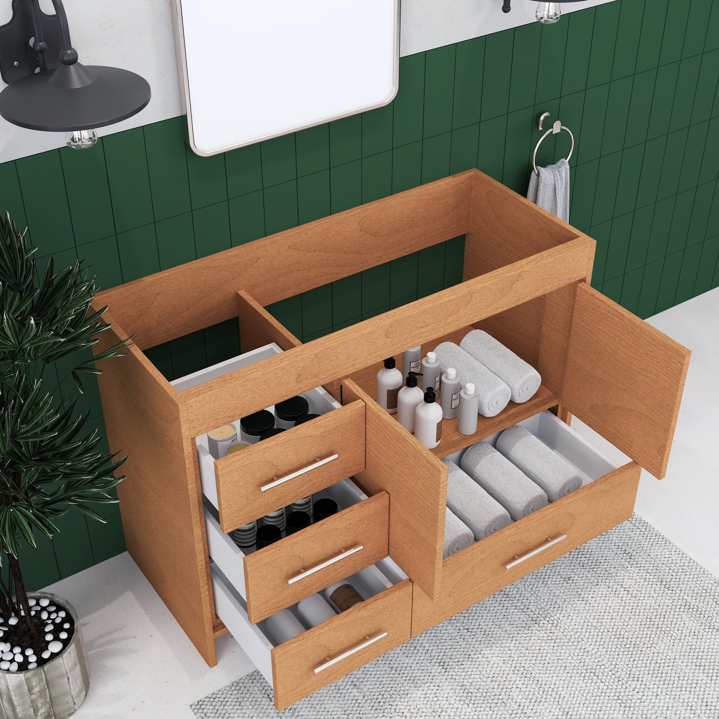 Flow 48" Bathroom Vanity Left Side Drawers Cabinet Only
