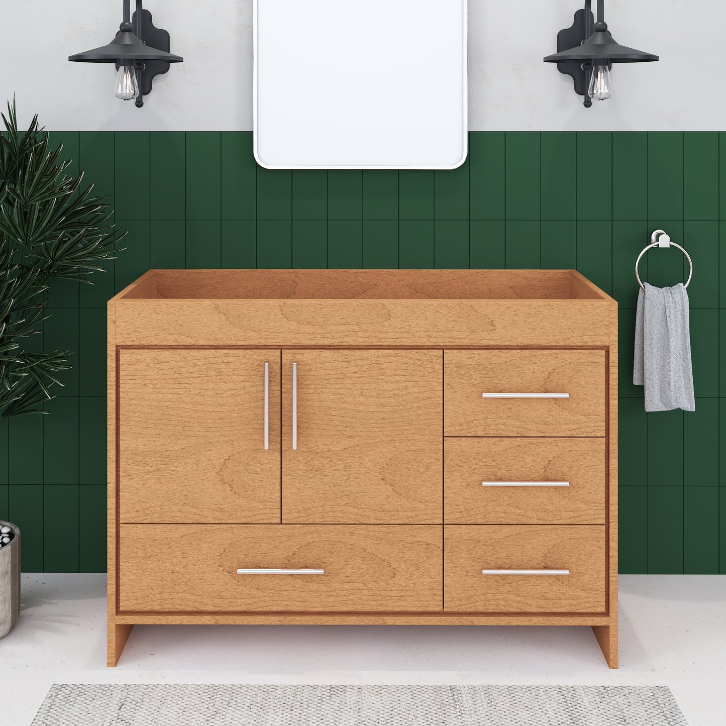 Flow 48" Bathroom Vanity Right Side Drawers Cabinet Only