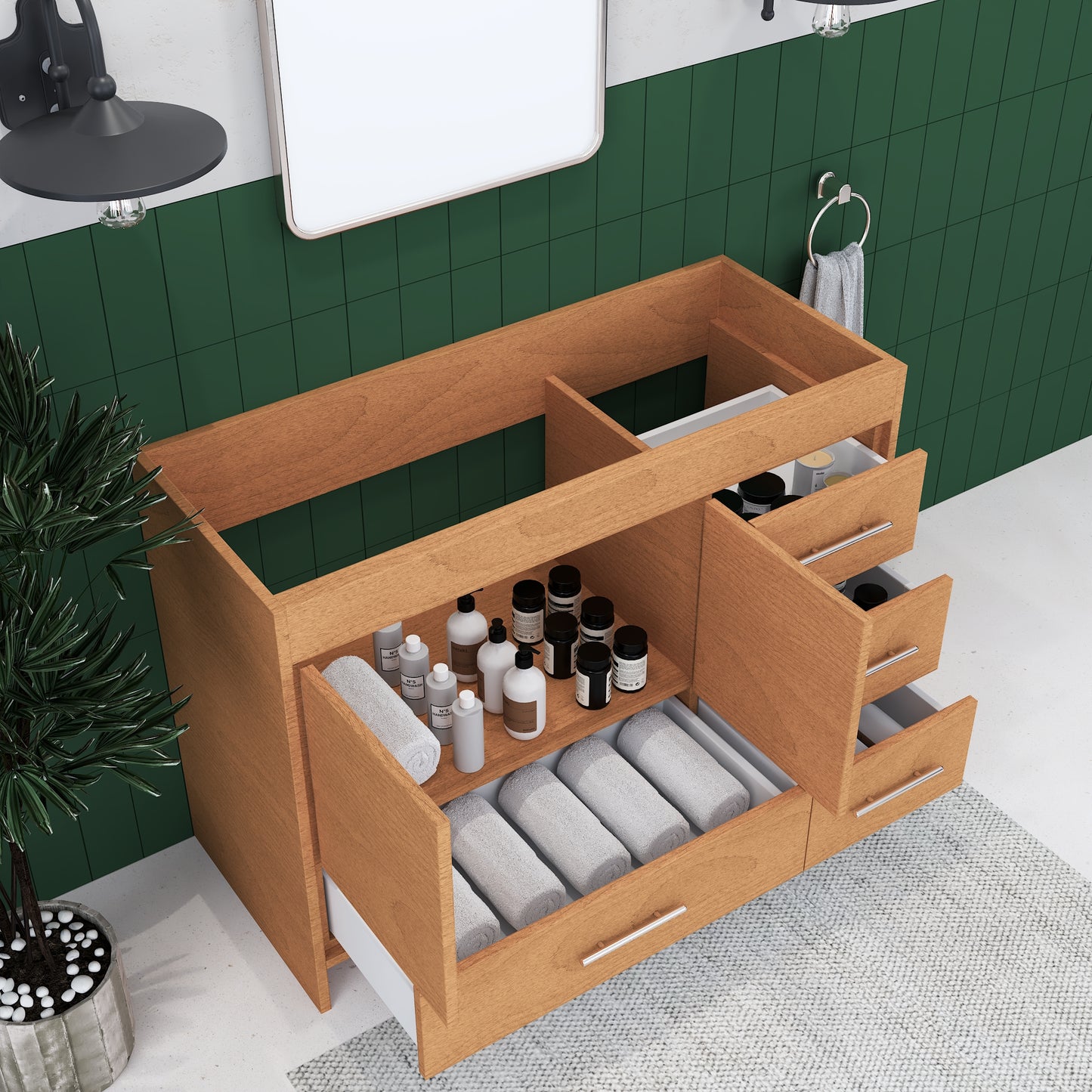 Flow 48" Bathroom Vanity Right Side Drawers Cabinet Only
