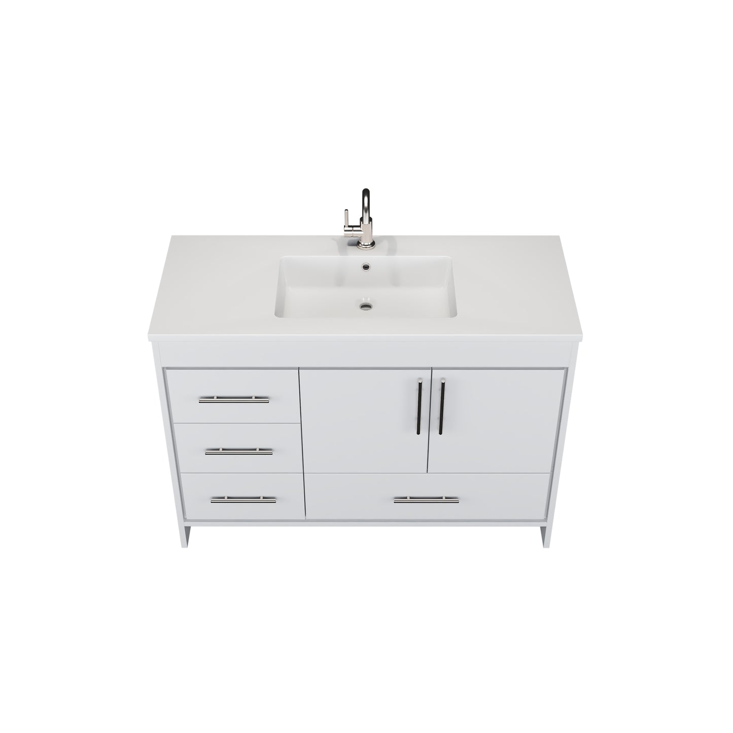 Flow 48" Bathroom Vanity with integrated counter top Left Side Drawers