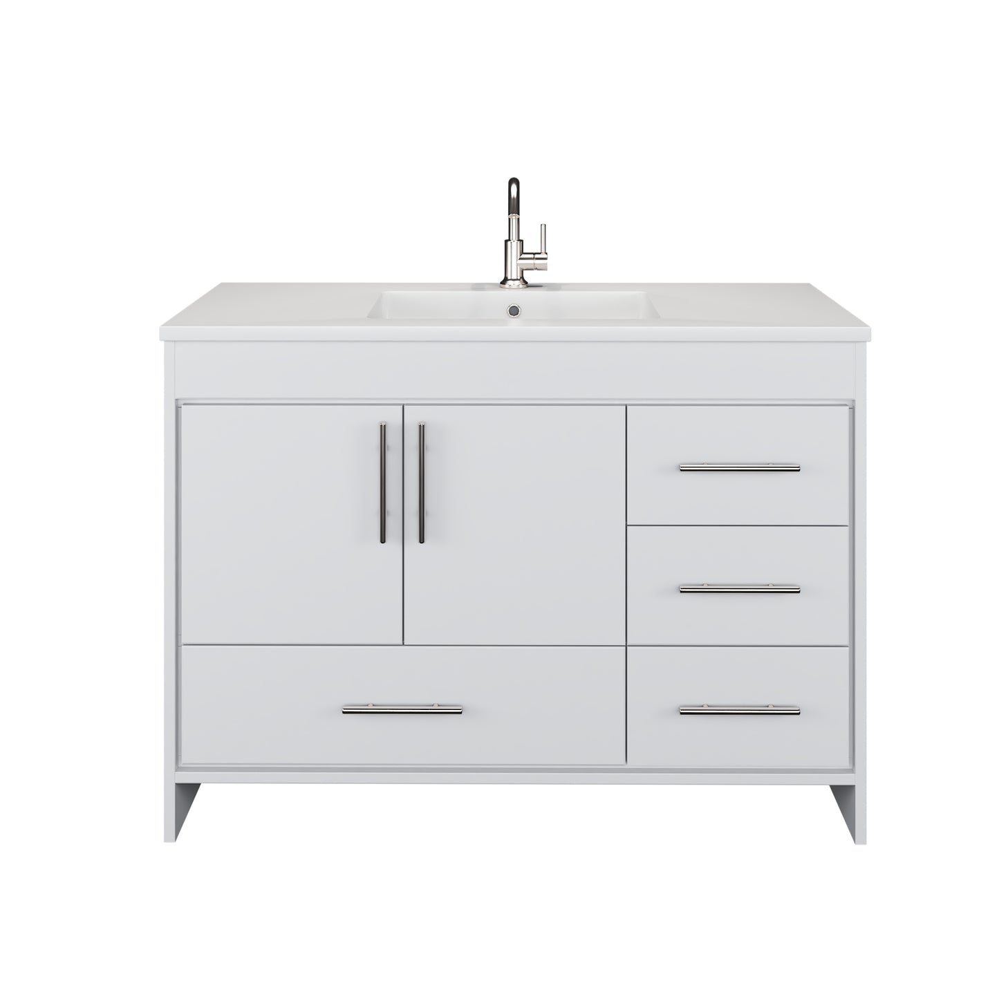 Flow 48" Bathroom Vanity with integrated counter top Right Side Drawers