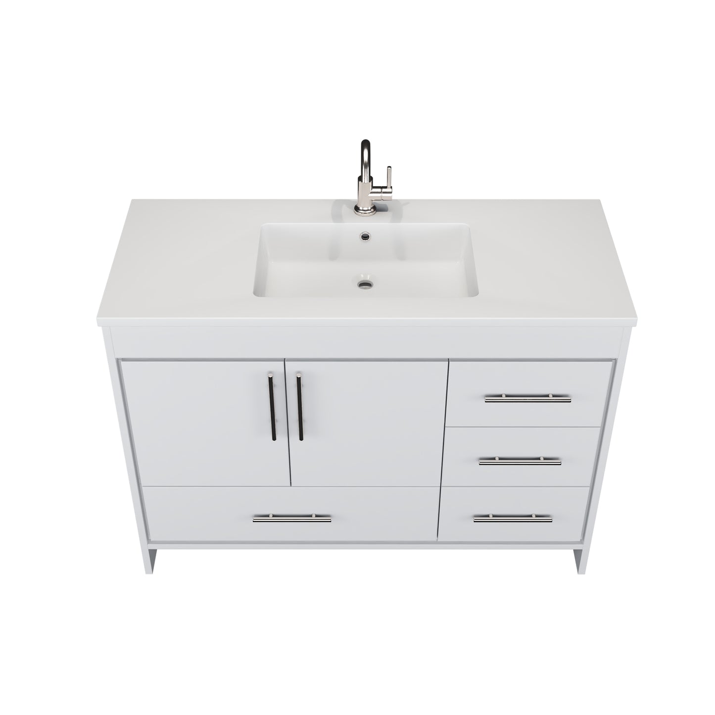 Flow 48" Bathroom Vanity with integrated counter top Right Side Drawers