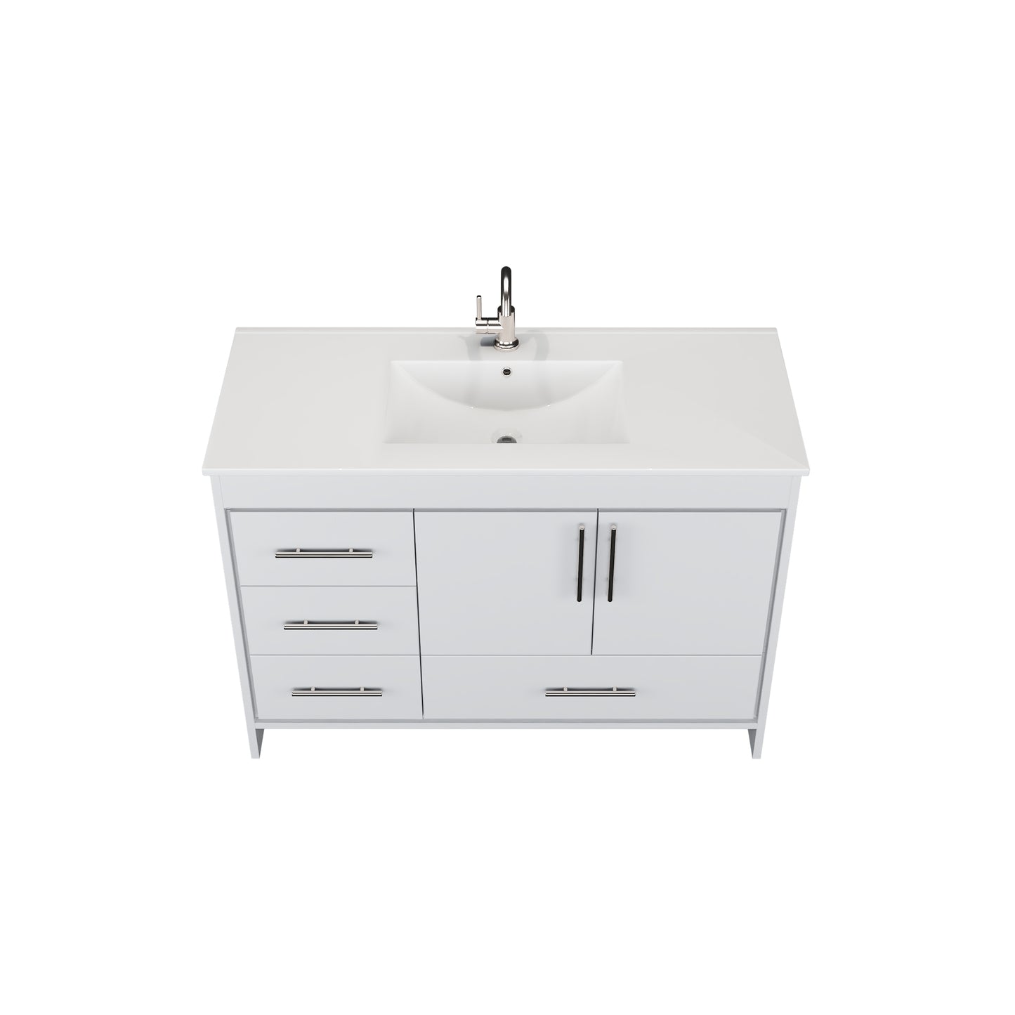 Flow 48" Bathroom Vanity with integrated counter top Left Side Drawers