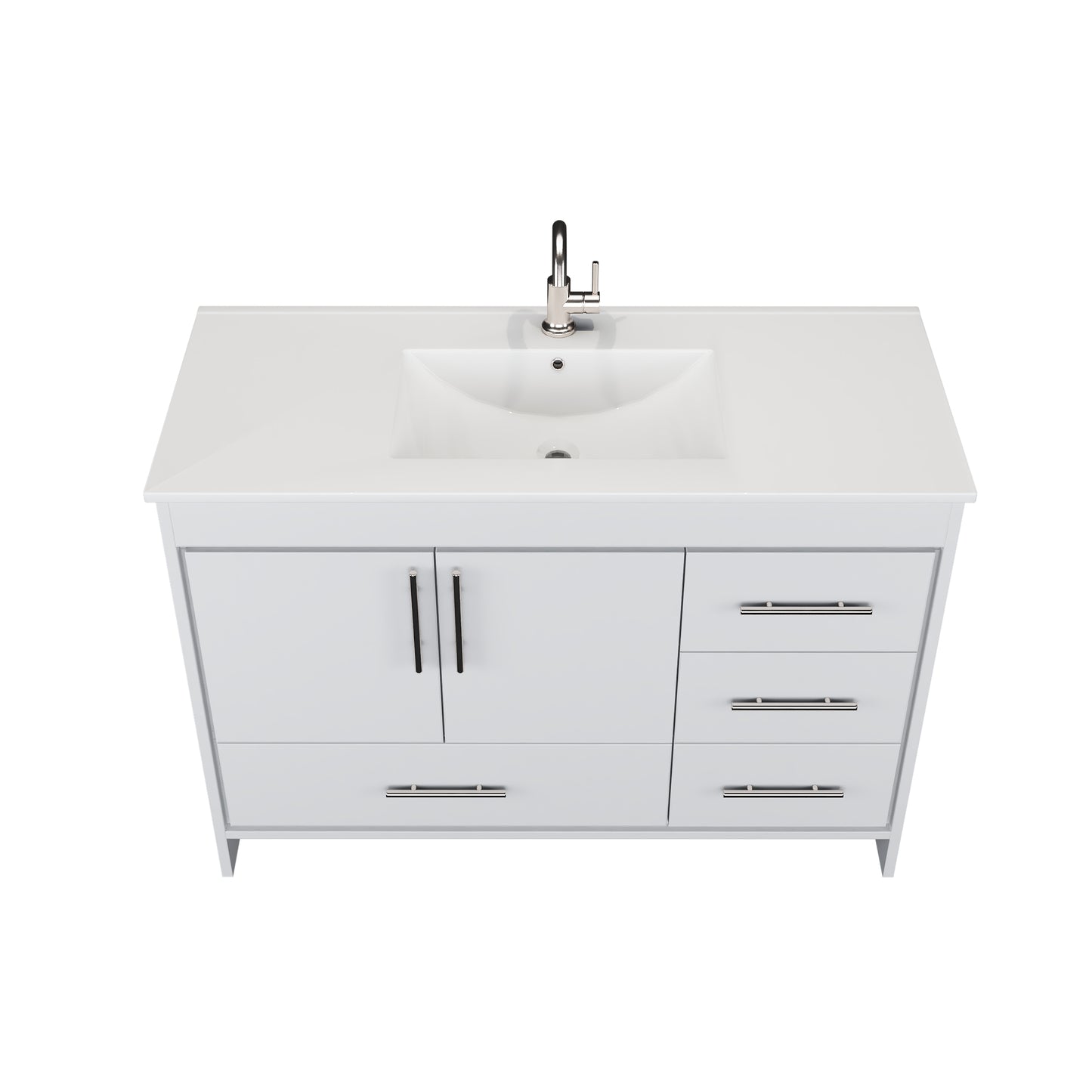 Flow 48" Bathroom Vanity with integrated counter top Right Side Drawers