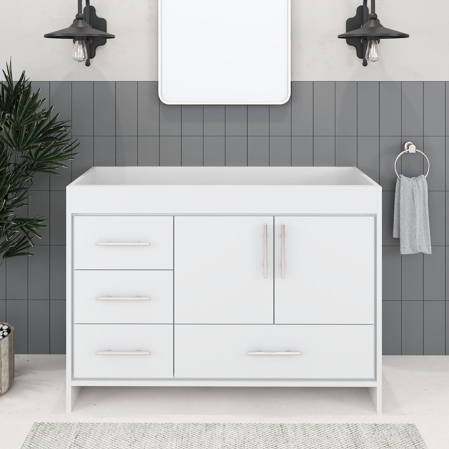Flow 48" Bathroom Vanity Left Side Drawers Cabinet Only