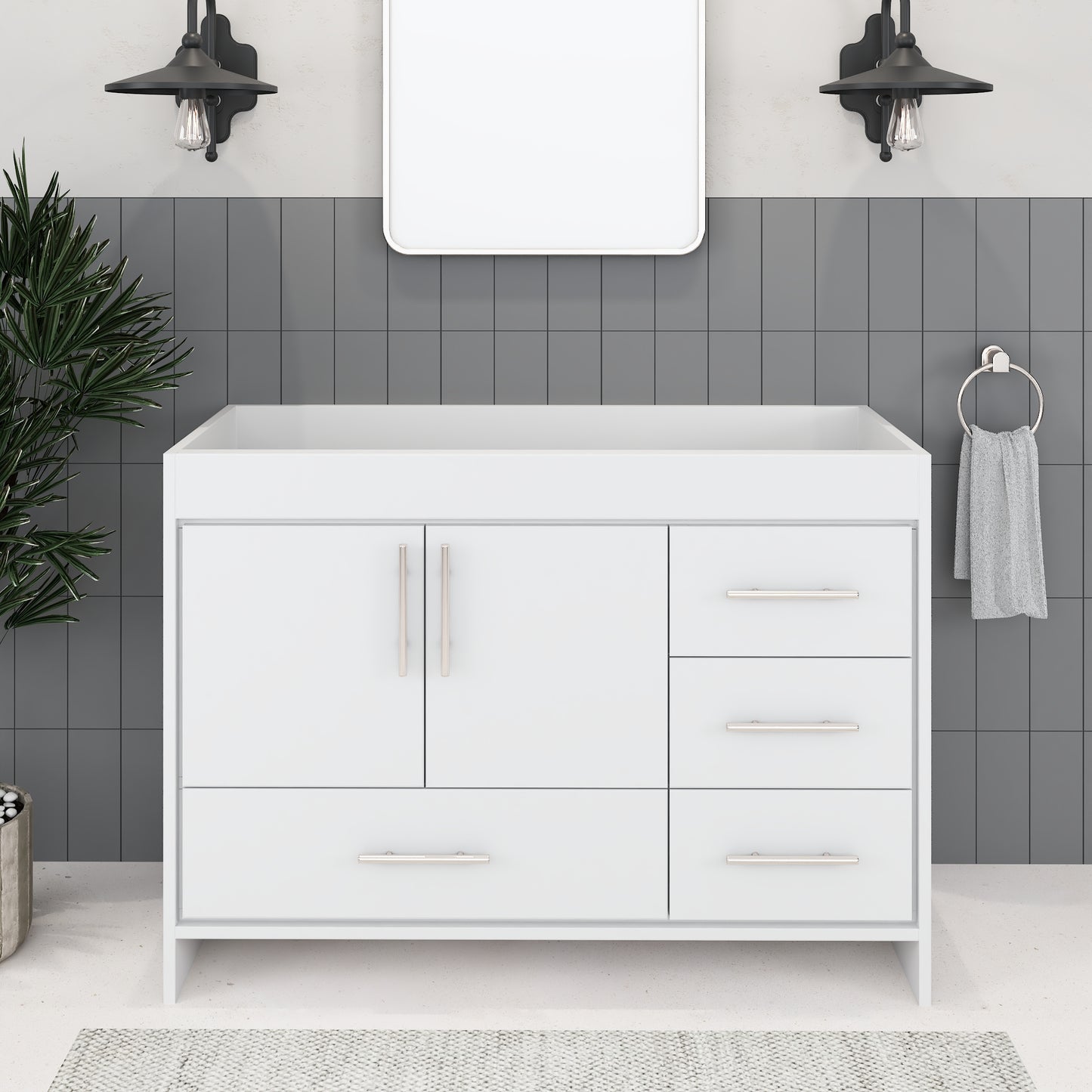Flow 48" Bathroom Vanity Right Side Drawers Cabinet Only