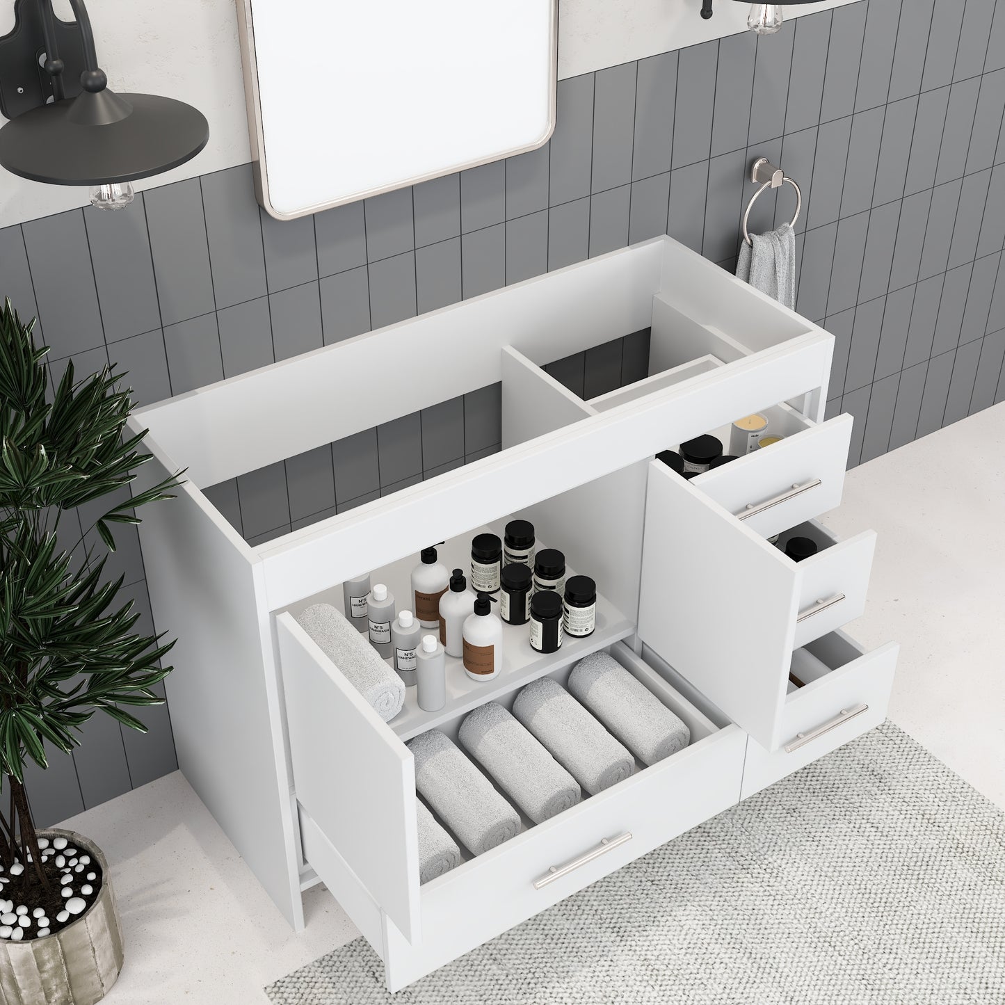 Flow 48" Bathroom Vanity Right Side Drawers Cabinet Only
