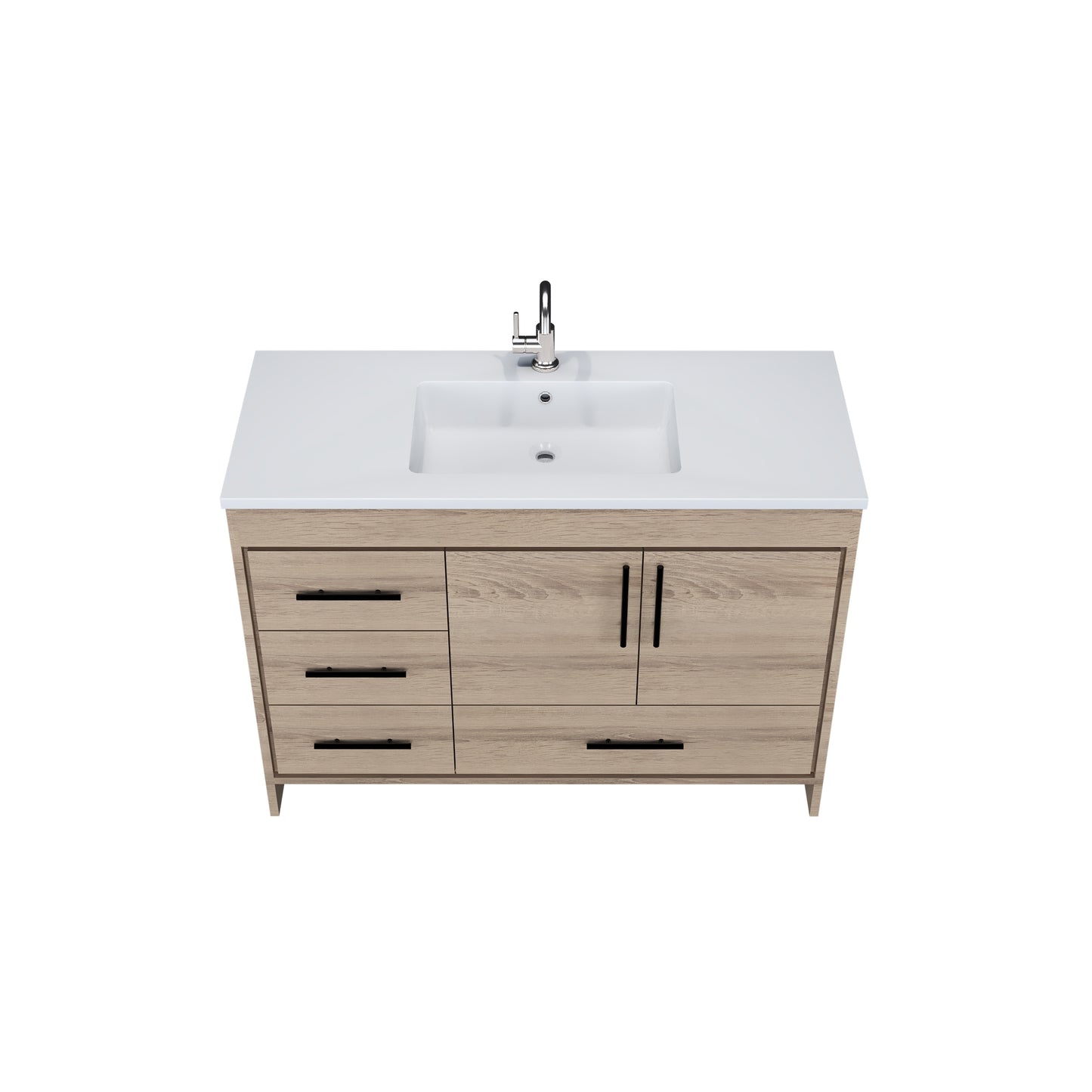 Flow 48" Bathroom Vanity with integrated counter top Left Side Drawers