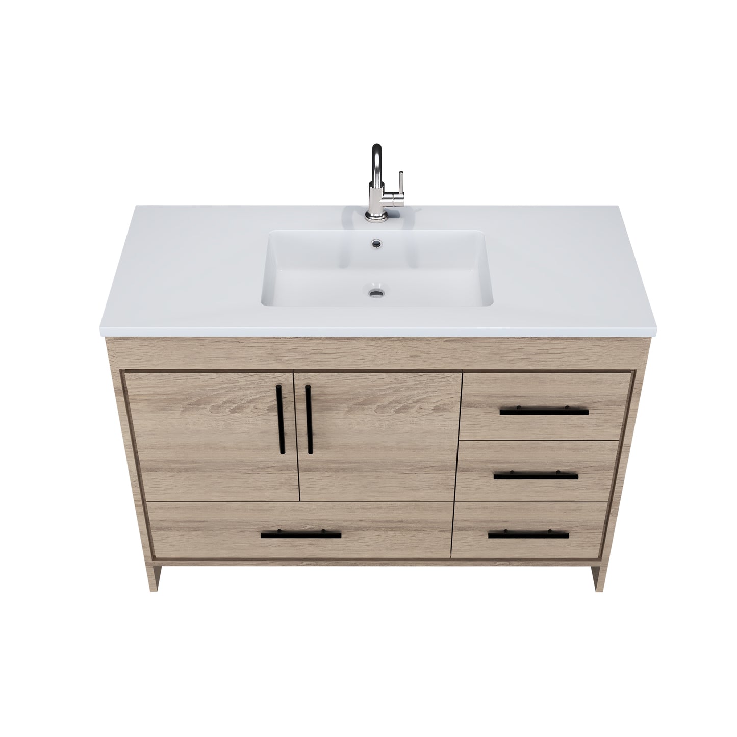 Flow 48" Bathroom Vanity with integrated counter top Right Side Drawers