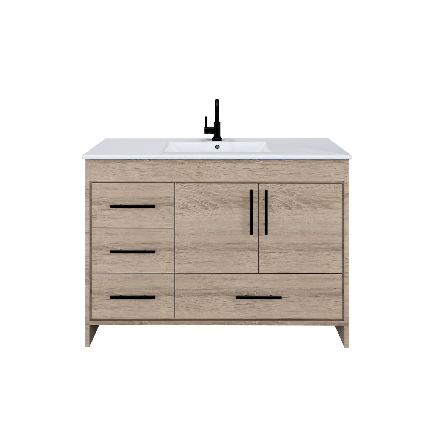Flow 48" Bathroom Vanity with integrated counter top Left Side Drawers