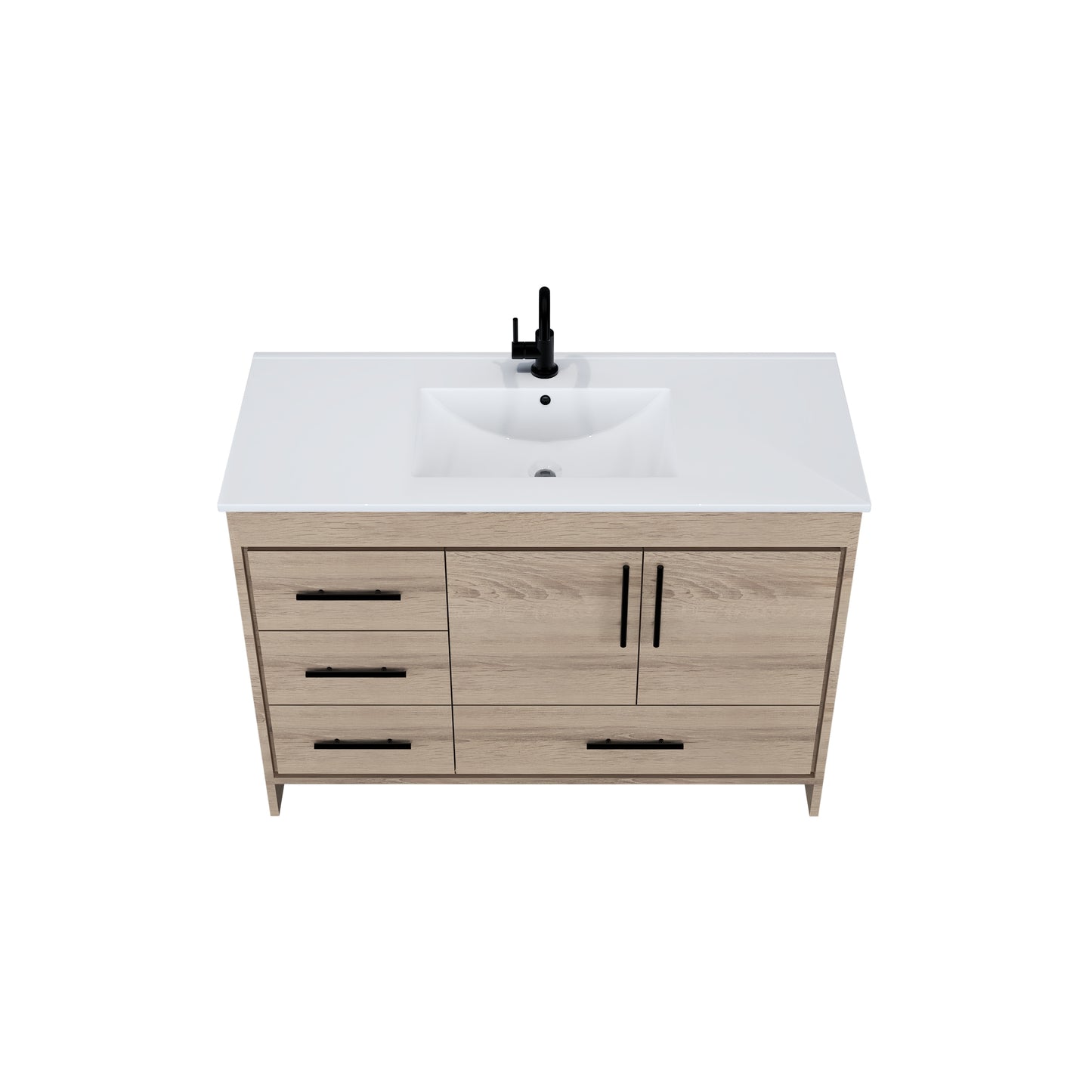 Flow 48" Bathroom Vanity with integrated counter top Left Side Drawers