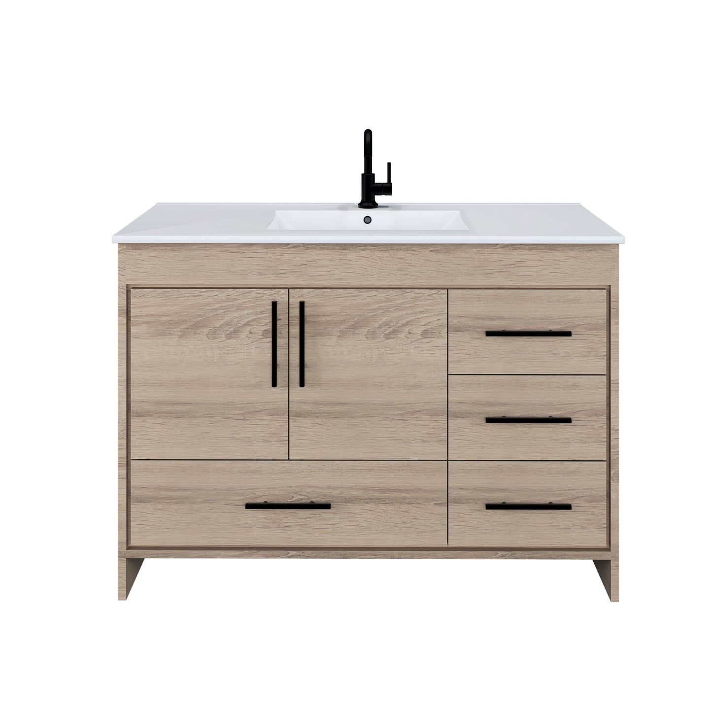 Flow 48" Bathroom Vanity with integrated counter top Right Side Drawers