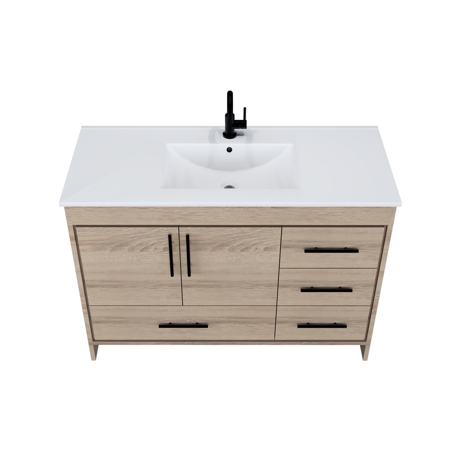 Flow 48" Bathroom Vanity with integrated counter top Right Side Drawers