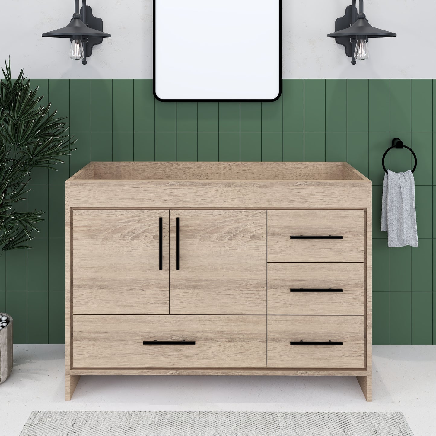 Flow 48" Bathroom Vanity Right Side Drawers Cabinet Only