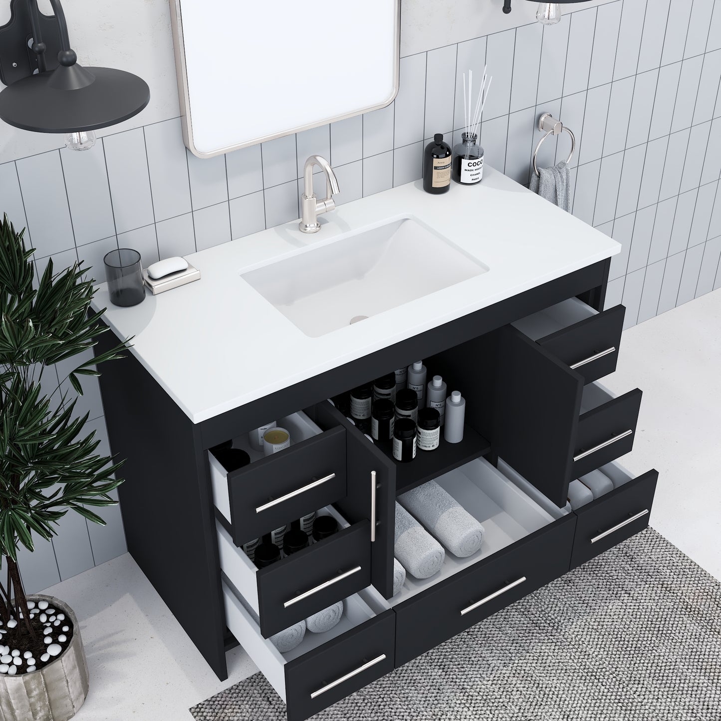 Flow 48" Bathroom Vanity with integrated counter top