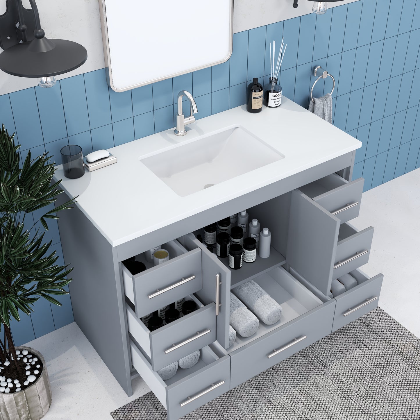 Flow 48" Bathroom Vanity with integrated counter top