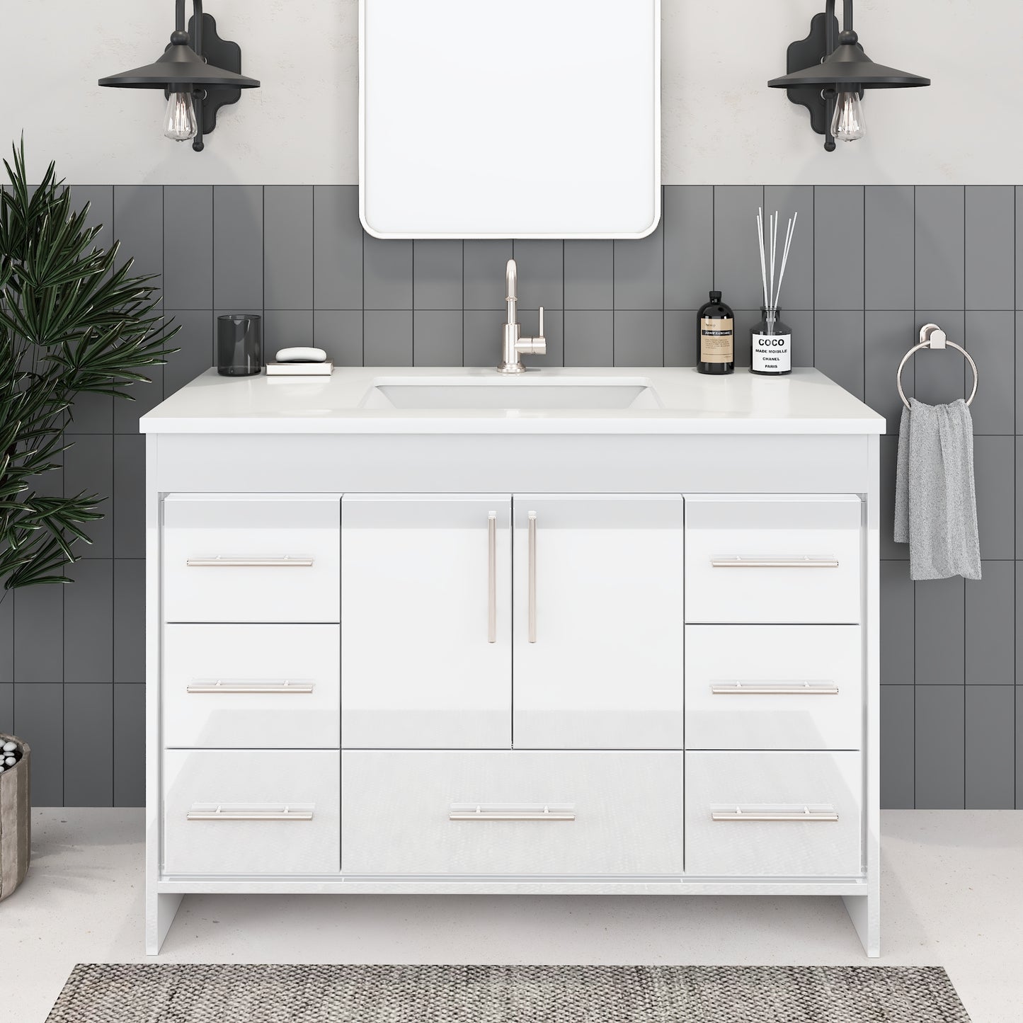 Flow 48" Bathroom Vanity with integrated counter top