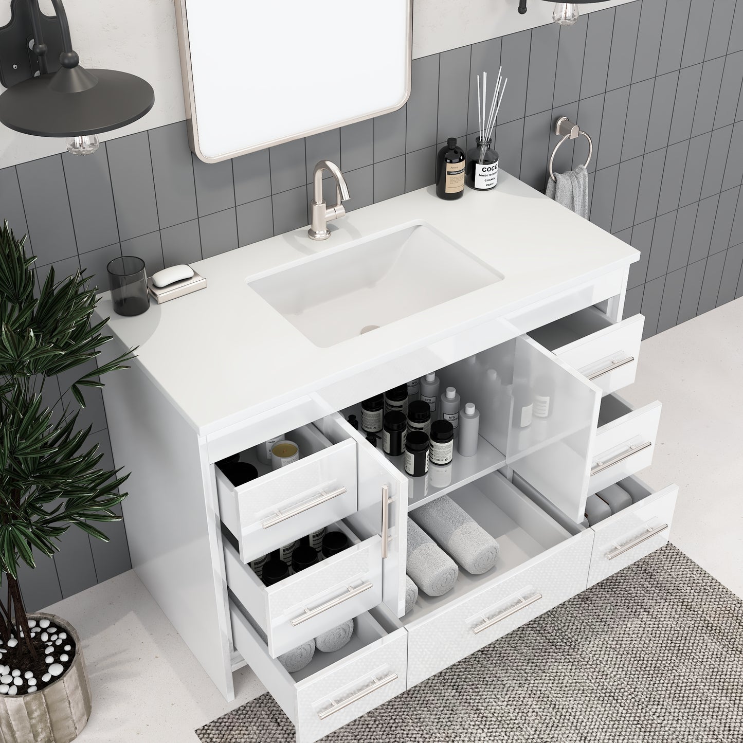 Flow 48" Bathroom Vanity with integrated counter top
