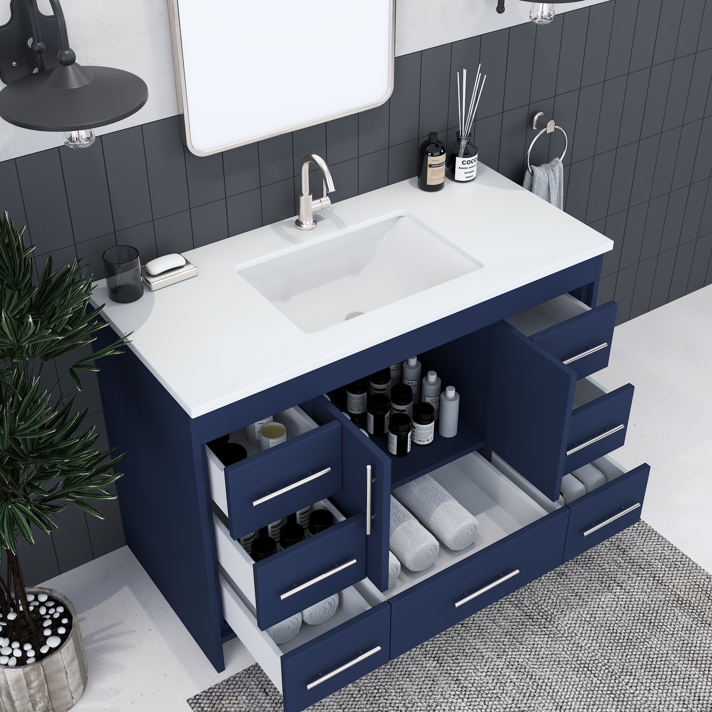 Flow 48" Bathroom Vanity with integrated counter top