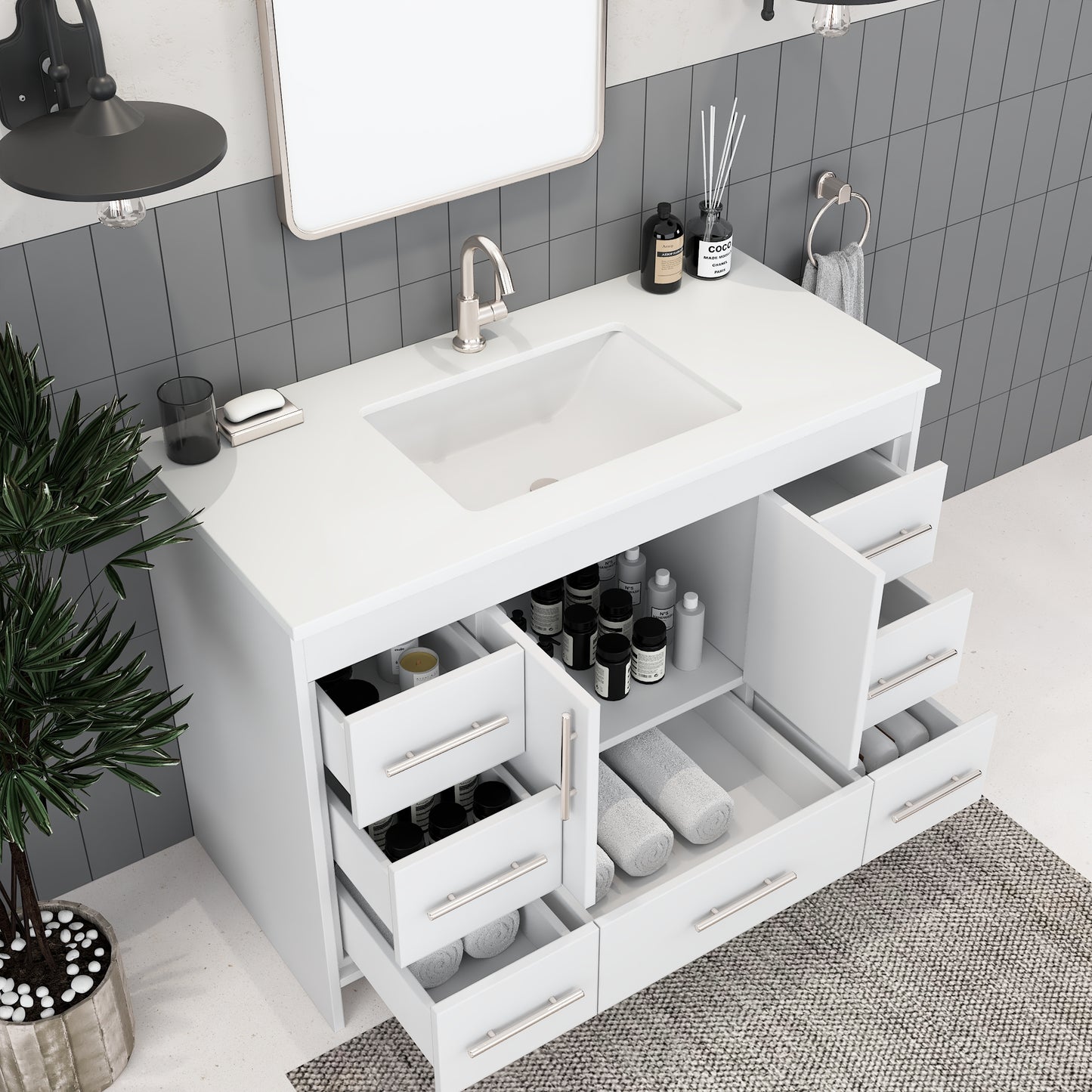 Flow 48" Bathroom Vanity with integrated counter top